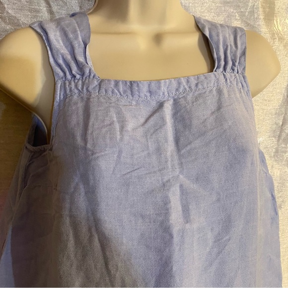 Loft Petite light blue linen/viscose dress SZ SP, GUC, lightweight ruffle hem - Picture 2 of 8